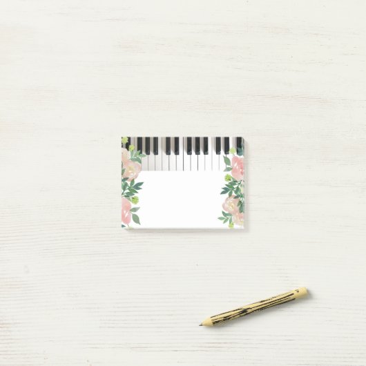 Piano Bloemenmuziek Design Post-it® Notes (Op bureau)