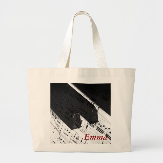 Piano Book Bag Gift Grote Tote Bag (Voorkant)