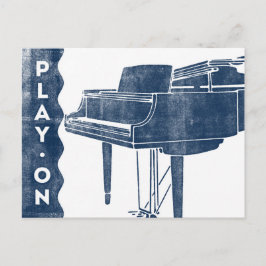 Piano-Briefkaart -  marineblauw-wit Briefkaart