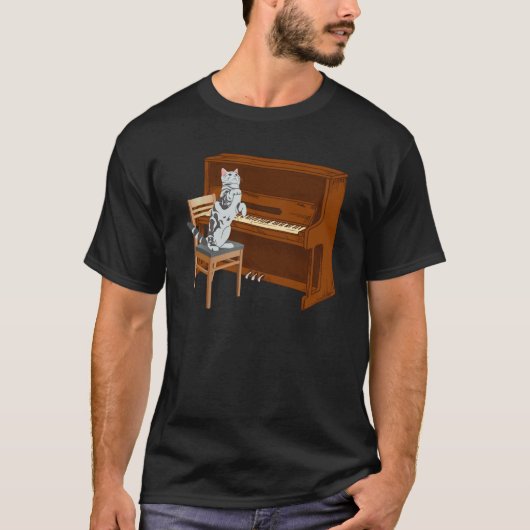 Piano Cat Piano Keyboard Meowsicians T-shirt (Voorkant)