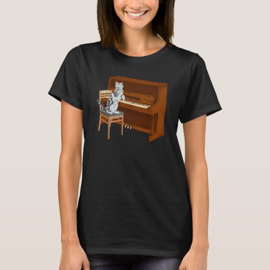Piano Cat Piano Keyboard Meowsicians T-shirt (Voorkant)