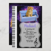 Piano Cat Universe Cosmic Invitation Kaart (Voorkant / Achterkant)