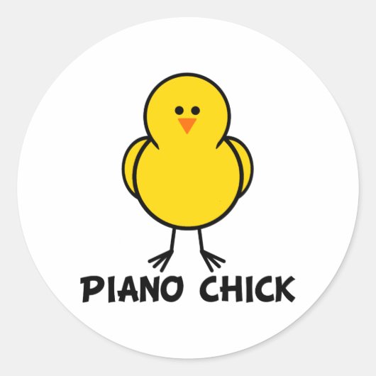 Piano Chick Ronde Sticker (Voorkant)