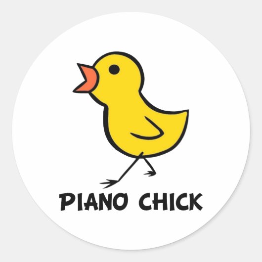 Piano Chick Ronde Sticker (Voorkant)