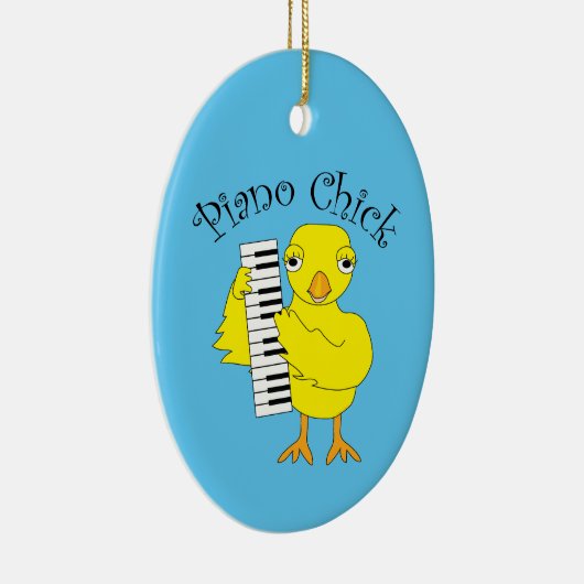 Piano Chick Tekst Keramisch Ornament (Rechts)