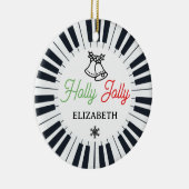 Piano Circle Key Holly Jolly Pianist Kerstmis Keramisch Ornament (Rechts)