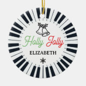 Piano Circle Key Holly Jolly Pianist Kerstmis Keramisch Ornament (Voorkant)