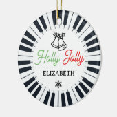 Piano Circle Key Holly Jolly Pianist Kerstmis Keramisch Ornament (Links)