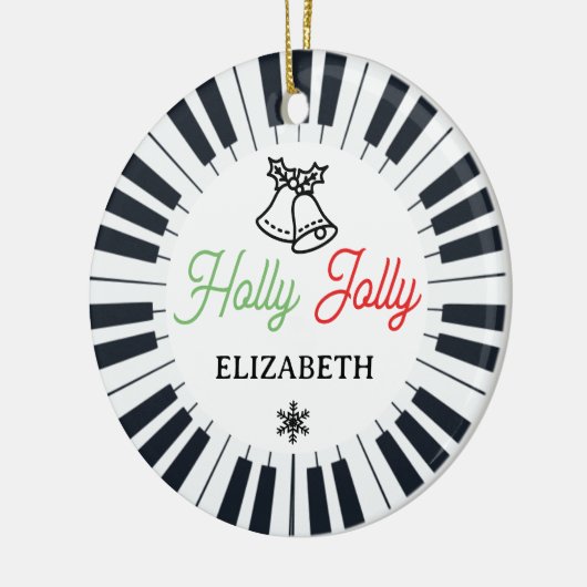 Piano Circle Key Holly Jolly Pianist Kerstmis Keramisch Ornament (Links)