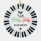 Piano Circle Key Holly Jolly Pianist Kerstmis Keramisch Ornament (Achterkant)