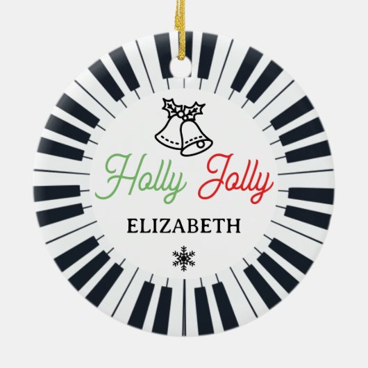 Piano Circle Key Holly Jolly Pianist Kerstmis Keramisch Ornament (Achterkant)