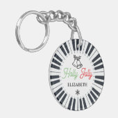 Piano Circle Key Holly Jolly Pianist Kerstmis Sleutelhanger (Voorkant Links)