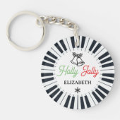 Piano Circle Key Holly Jolly Pianist Kerstmis Sleutelhanger (Voorkant)