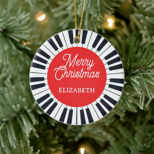 Piano Circle Key Vrolijk Kerstfeest Pianist Muzika Keramisch Ornament (Boom)
