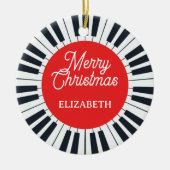 Piano Circle Key Vrolijk Kerstfeest Pianist Muzika Keramisch Ornament (Voorkant)