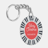 Piano Circle Key Vrolijk Kerstfeest Pianist Muzika Sleutelhanger (Voorkant Links)