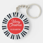 Piano Circle Key Vrolijk Kerstfeest Pianist Muzika Sleutelhanger (Achterkant)