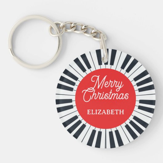 Piano Circle Key Vrolijk Kerstfeest Pianist Muzika Sleutelhanger (Voorkant)