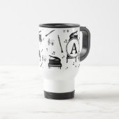Piano Clarinet Music Script Monogram Travel Mug Reisbeker (Voorkant rechts)
