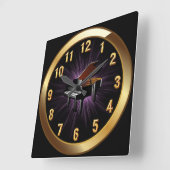 Piano ~ Classy Black Gold en Paarse achtergrond Vierkante Klok (Hoek)
