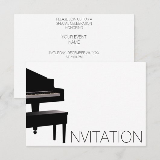 Piano Concert Festival Vip Black White Kaart (Voorkant / Achterkant)