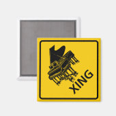 Piano Crossing Highway Sign Magneet (Voorkant / Achterkant)
