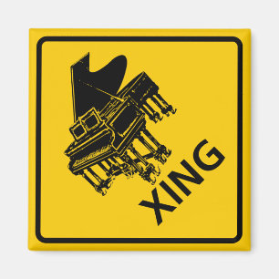 Piano Crossing Highway Sign Magneet