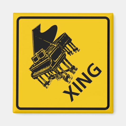 Piano Crossing Highway Sign Magneet (Voorkant)