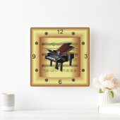 ~ Piano ~ Curved Sheet Music ~ Gold Background ~ Vierkante Klok (Huis)