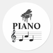 Piano Dad Grand Piano Pianist Music Note Ronde Sticker (Voorkant)