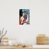 Piano Dames Gevoel Muziek Poster Print - Schilderi (Keuken)
