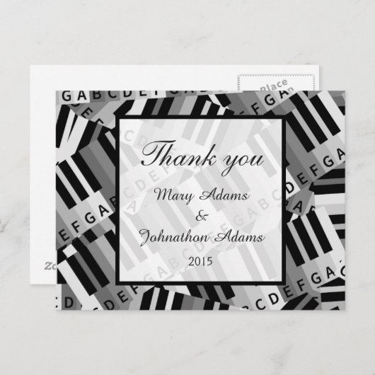 Piano Dank u bruiloft Briefkaart (Voorkant / Achterkant)