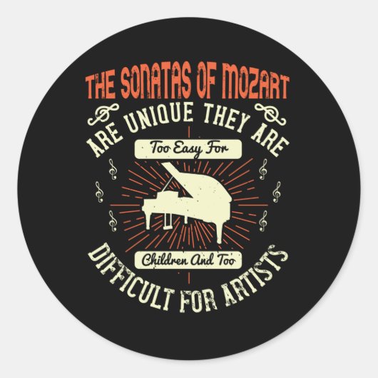 Piano - de Sonatas van Mozart Ronde Sticker (Voorkant)