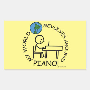 Piano - De wereld draait rond de rechthoekige Stic Sticker