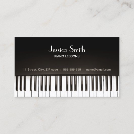 Piano Docent Muziek Lessen Zwart Visitekaartje (Voorkant)