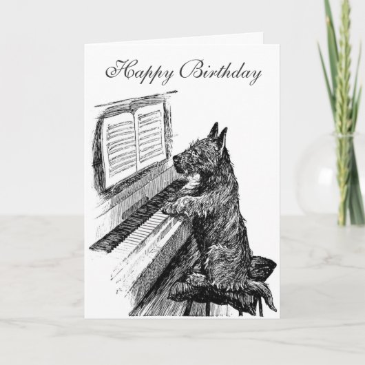 Piano Dog Verjaardag Kaart (Voorkant)