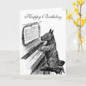 Piano Dog Verjaardag Kaart (Gele Bloem)