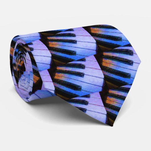 Piano Electric Blue Stropdas (Opgerold)