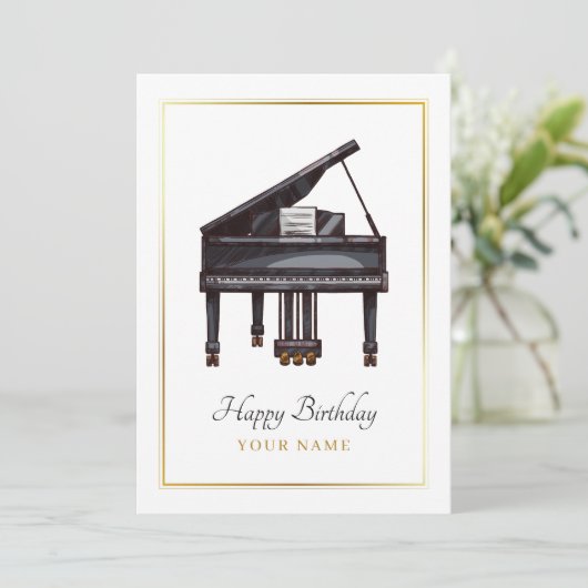 Piano elegant feestdagenkaart (Staand voorkant)