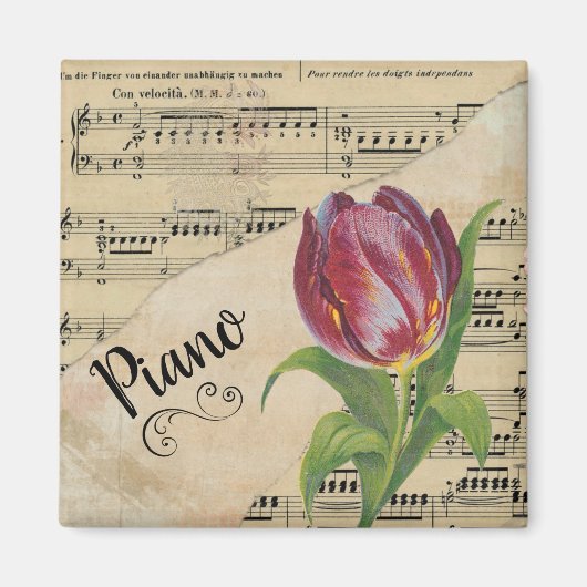 Piano Elegant Tulip  vel Music Magneet (Voorkant)