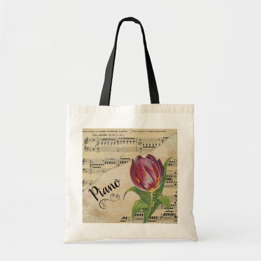 Piano Elegant Tulip  vel Music Tote Bag (Voorkant)
