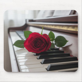 Piano en een roos -Muzikanten elegante muismat