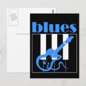 Piano- en gitaarblues briefkaart (Voorkant / Achterkant)