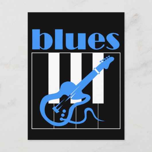 Piano- en gitaarblues briefkaart (Voorkant)