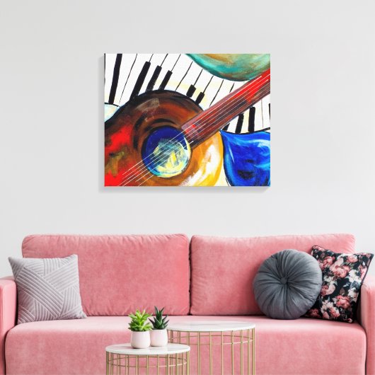 Piano en Guitar Canvas Afdruk (Insitu (Woonkamer))