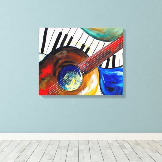 Piano en Guitar Canvas Afdruk (Insitu (Houten vloer))