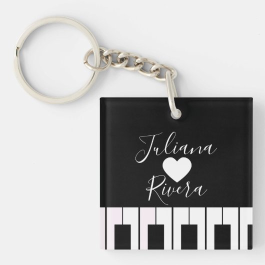Piano en Hart Script Naam Sleutelhanger (Voorkant)