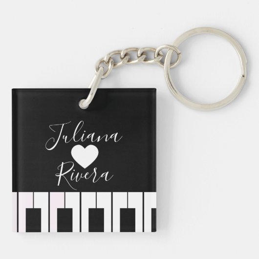 Piano en Hart Script Naam Sleutelhanger (Achterkant)
