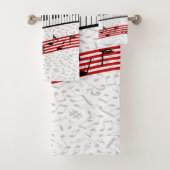 Piano en muziek score Rode badhanddoek set Bad Handdoek (Insitu)