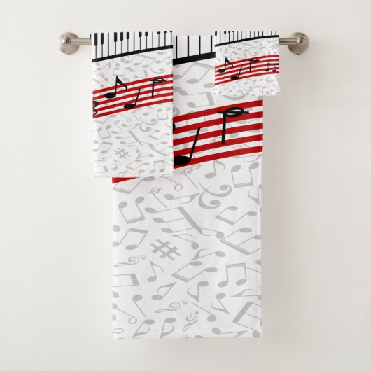 Piano en muziek score Rode badhanddoek set Bad Handdoek (Insitu)